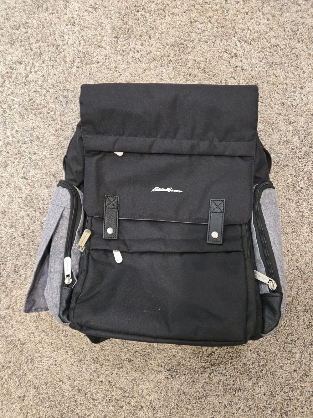Eddie Bauer Black and Gray Backpack with Side Pockets